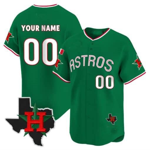 Custom Houston Astros Mexico Texas Patch Vapor Premier Limited Jersey V3 ¨C Green JEROMEN