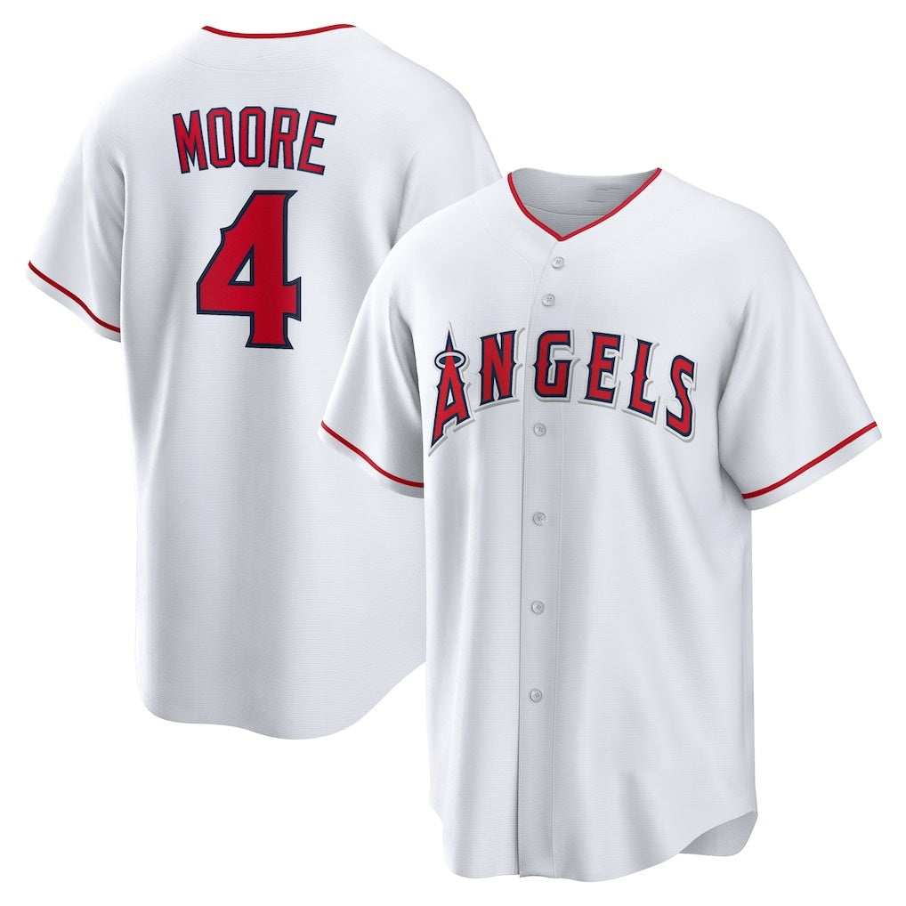 Los Angeles Angels #4 Christian Moore White JEROMEN Home Replica Jersey