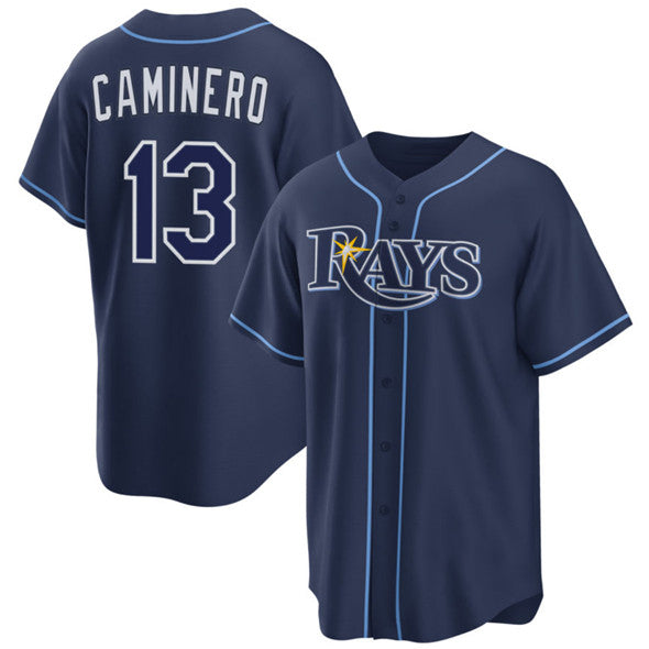 Tampa Bay Rays #13 Junior Caminero Navy JEROMEN Cool Base Stitched Jersey