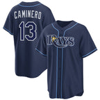 Tampa Bay Rays #13 Junior Caminero Navy JEROMEN Cool Base Stitched Jersey