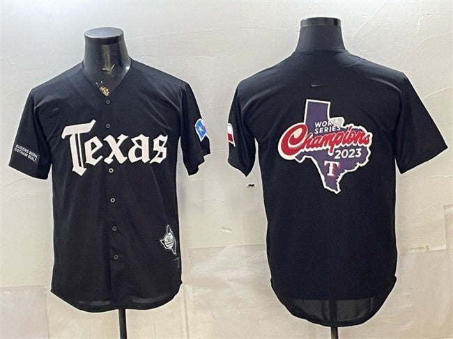 Texas Rangers Team Big Logo Black JEROMEN Gothic Mexico 2025 Vapor Premier Limited Stitched Jersey