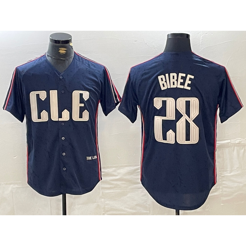 Cleveland Guardians #28 Tanner Bibee Navy JEROMEN 2024 City Connect Limited Stitched Jersey