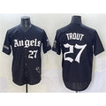 Los Angeles Angels #27 Mike Trout Black JEROMEN 'Gothic Halo Edition' Vapor Limited Stitched Jersey