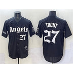 Los Angeles Angels #27 Mike Trout Black JEROMEN 'Gothic Halo Edition' Vapor Limited Stitched Jersey