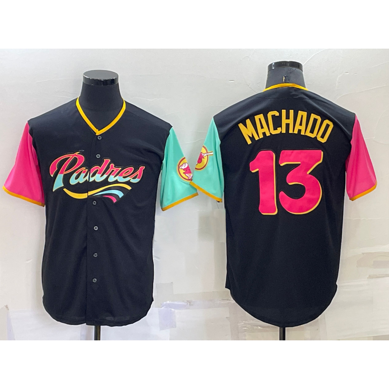 San Diego Padres #13 Manny Machado Black JEROMEN 2022 City Connect Cool Base Stitched Jersey
