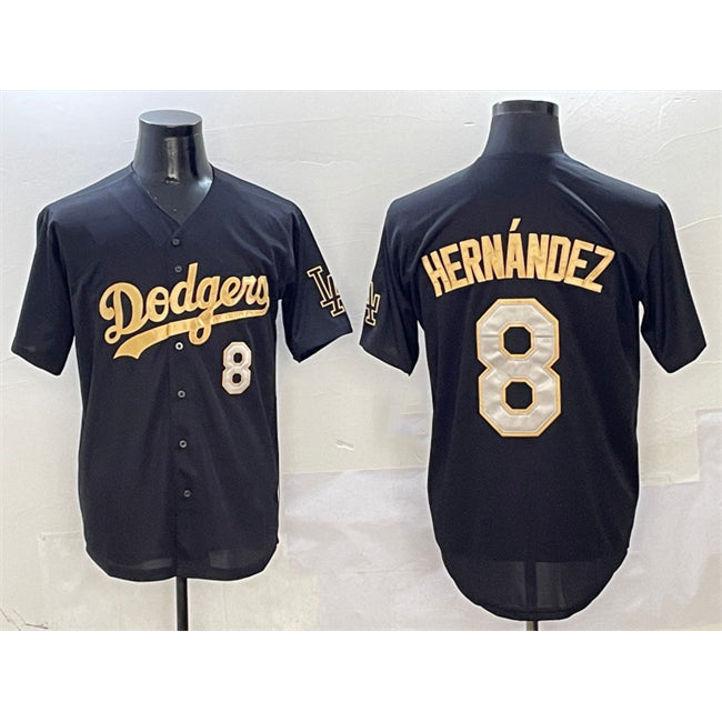 Los Angeles Dodgers #8 Enrique Hernandez Black Gold JEROMEN Limited Stitched Jersey