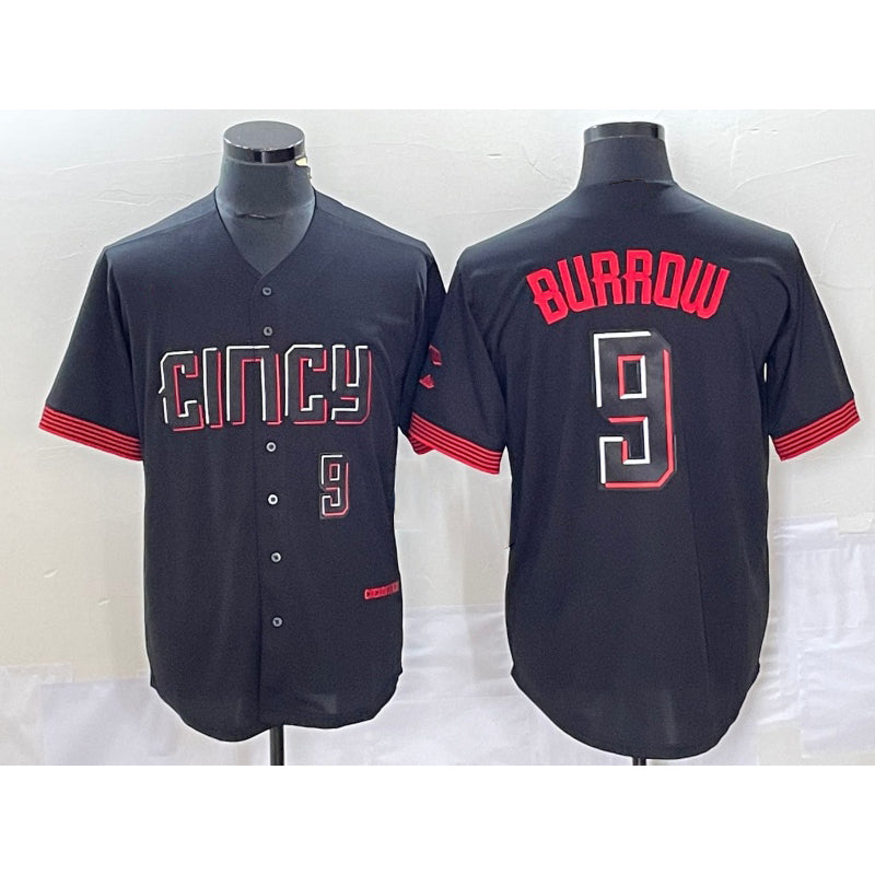 Cincinnati Reds #9 Joe Burrow Number Black JEROMEN 2023 City Connect Cool Base Stitched Jersey