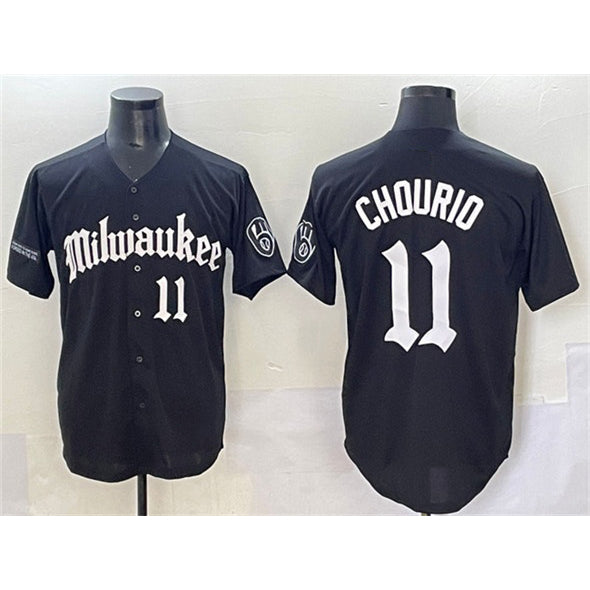 Milwaukee Brewers #11 Jackson Chourio Black JEROMEN 'Gothic 414 Shadows Edition' Vapor Premier Limited Stitched Jersey