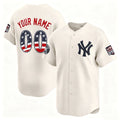 Custom New York Yankees Cream JEROMEN USA 250 Fourth of July Limited Stitched Jersey