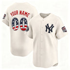 Custom New York Yankees Cream JEROMEN USA 250 Fourth of July Limited Stitched Jersey