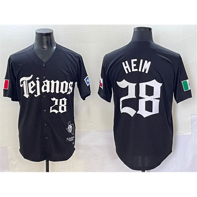 Texas Rangers #28 Jonah Heim Black JEROMEN Gothic Mexico 2025 Vapor Premier Limited Stitched Jersey