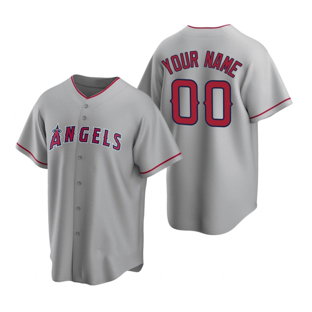 Custom Los Angeles Angels Gray JEROMEN Stitched Cool Base Road Jersey