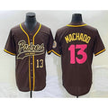 San Diego Padres #13 Manny Machado Number Brown JEROMEN NEW 2023 City Connect Cool Base Stitched Jersey