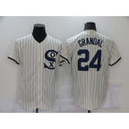 Chicago White Sox #24 Yasmani Grandal 2021 Cream JEROMEN Navy Field of Dreams Name Flex Base Stitched Jersey