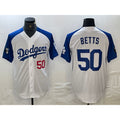 Los Angeles Dodgers #50 Mookie Betts Number White Blue JEROMEN Fashion Stitched Cool Base Limited Jerseys