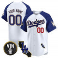 Custom Los Angeles Dodgers Vin & California Patch Gold Trim Vapor Premier Limited Jersey ¨C White 2 JEROMEN