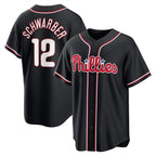 Philadelphia Phillies #12 Kyle Schwarber Fashion Black JEROMEN Out Stitched Jersey