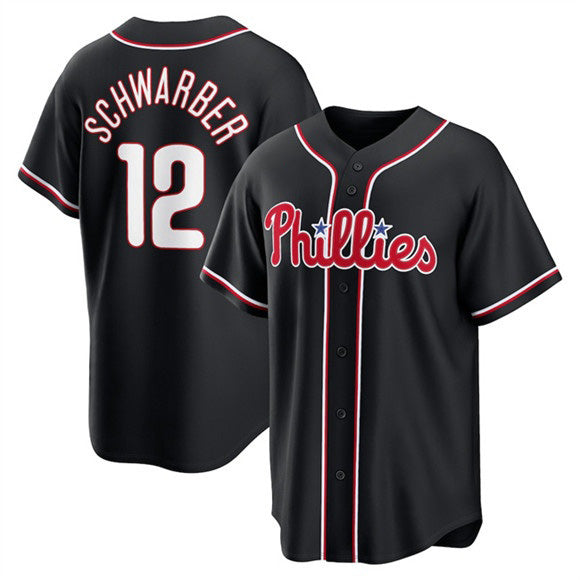 Philadelphia Phillies #12 Kyle Schwarber Fashion Black JEROMEN Out Stitched Jersey