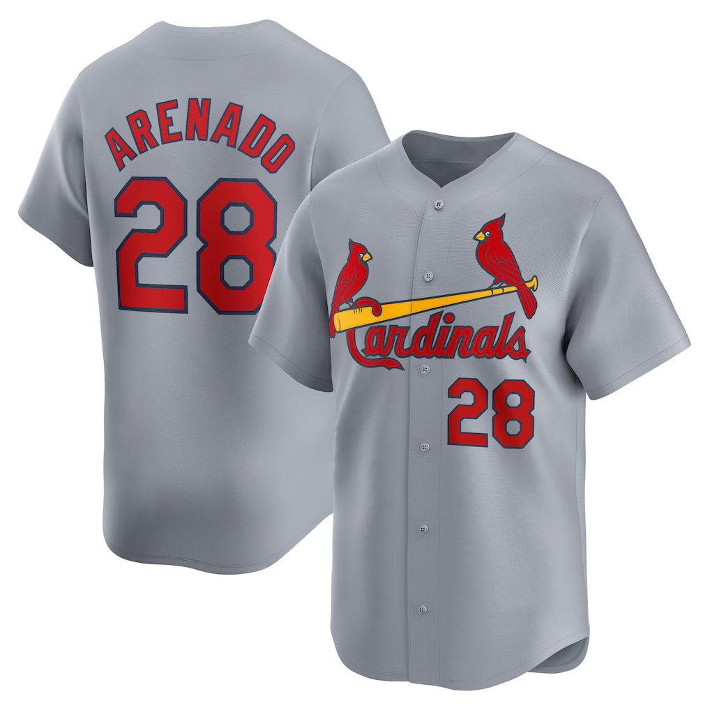 St. Louis Cardinals #28 Nolan Arenado Gray JEROMEN Away Limited Player Jersey