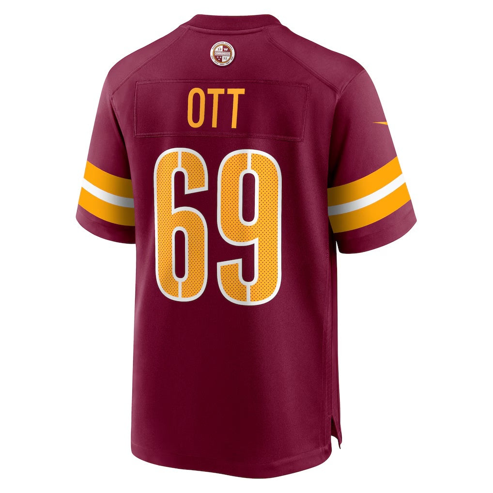 W.Commanders #69 Tyler Ott Burgundy JEROMEN Game Jersey