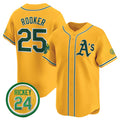 Oakland Athletics #25 Brent Rooker Yellow JEROMEN 2024 Limited With Rickey Henderson Patch Stitched Jersey