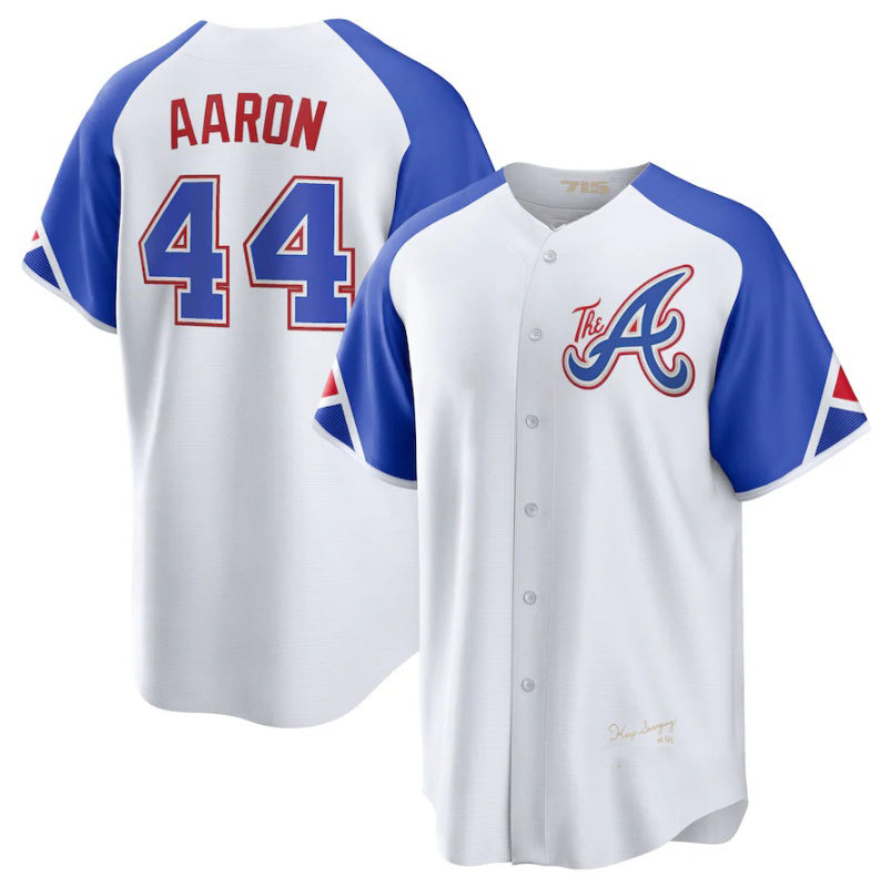 Atlanta Braves #44 Hank Aaron White JEROMEN 2023 City Connect Cool Base Stitched Jersey
