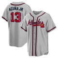 Atlanta Braves #13 JEROMENld Acuna Jr. Gray JEROMEN Road Replica Player Name Jersey