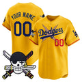 Custom Los Angeles Dodgers x One Piece Gold JEROMEN Zoro Patch Vapor Premier Limited Jersey - Stitched