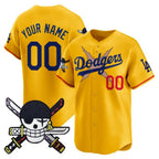 Custom Los Angeles Dodgers x One Piece Gold JEROMEN Zoro Patch Vapor Premier Limited Jersey - Stitched