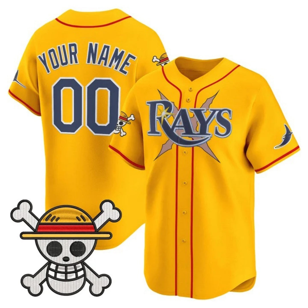 Custom Tampa Bay Rays x One Piece Gold JEROMEN Vapor Premier Limited Jersey - Stitched