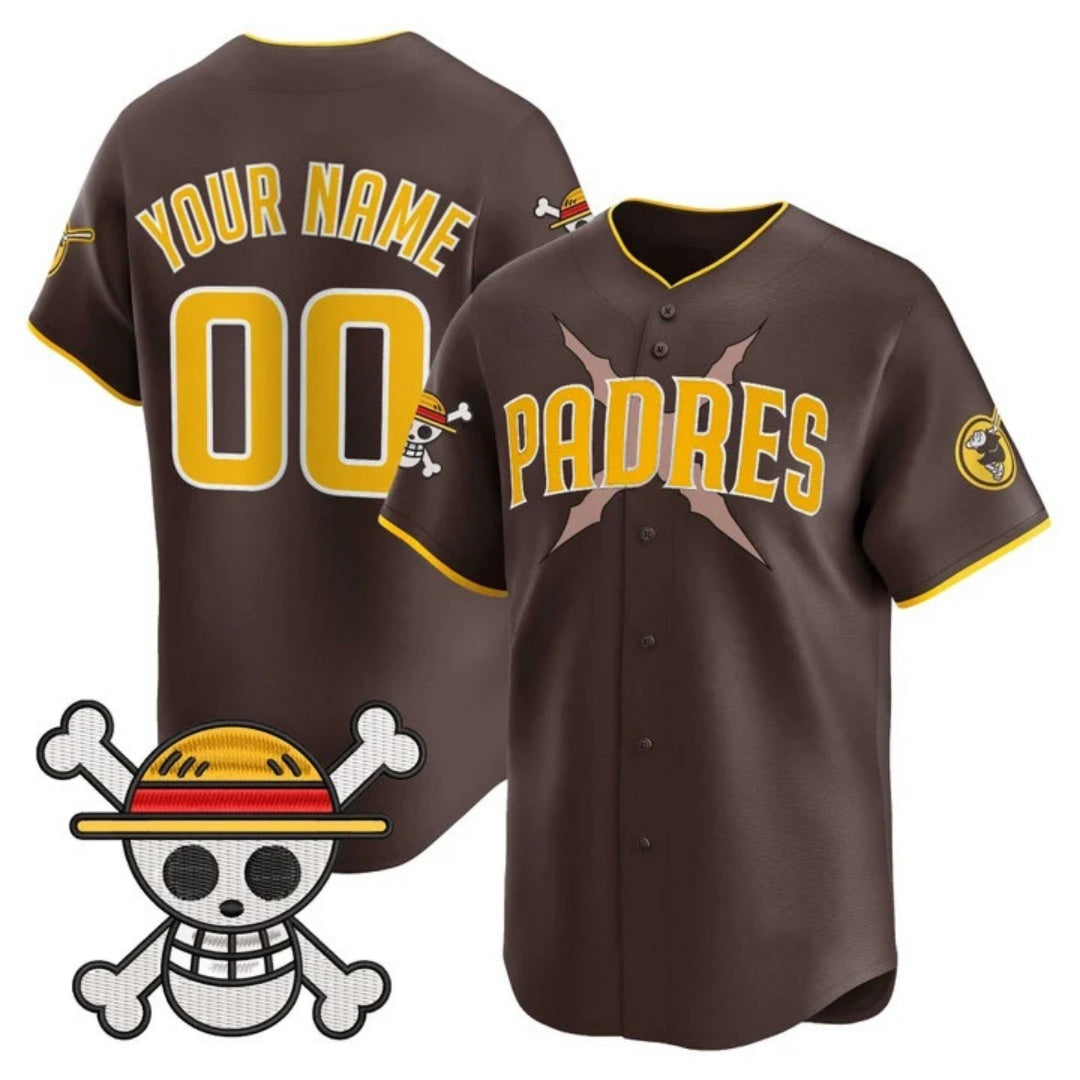 Custom San Diego Padres x One Piece Brown JEROMEN Vapor Premier Limited Jersey - Stitched