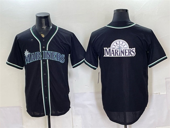 Seattle Mariners Team Big Logo 2026 Fashion Replica Black JEROMEN Out Stitched Jersey