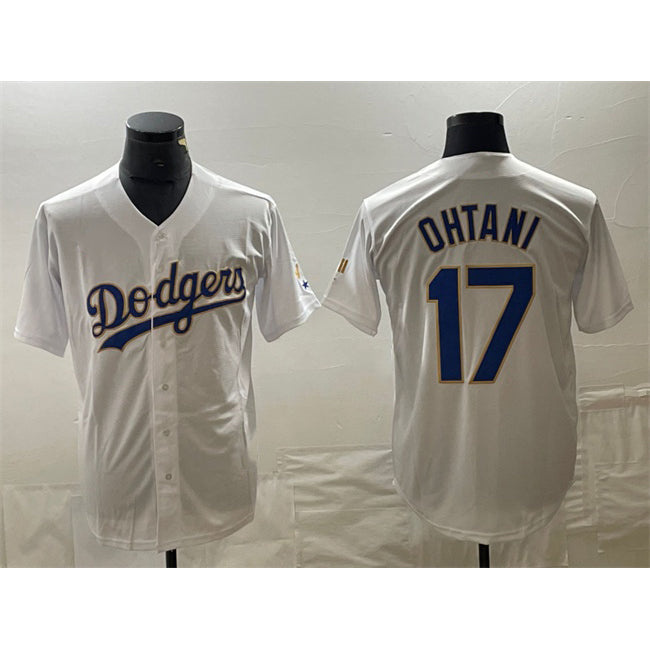 Los Angeles Dodgers #17 Shohei Ohtani White Gold JEROMEN Cool Base With Patch Stitched Jersey