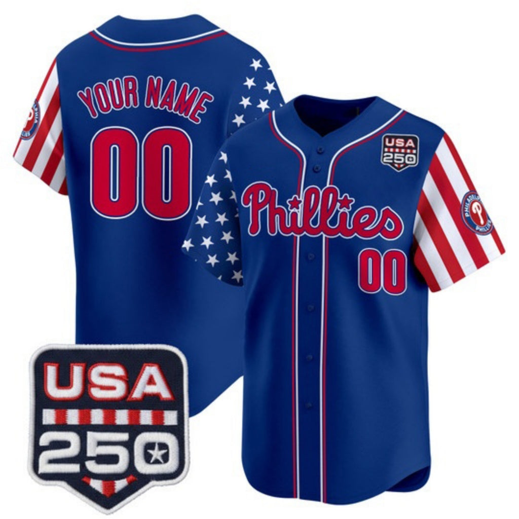 Custom Philadelphia Phillies America 250 Edition Vapor Premier Limited Royal JEROMEN Stitched Jerseys