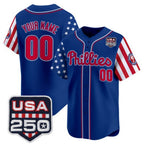 Custom Philadelphia Phillies America 250 Edition Vapor Premier Limited Royal JEROMEN Stitched Jerseys