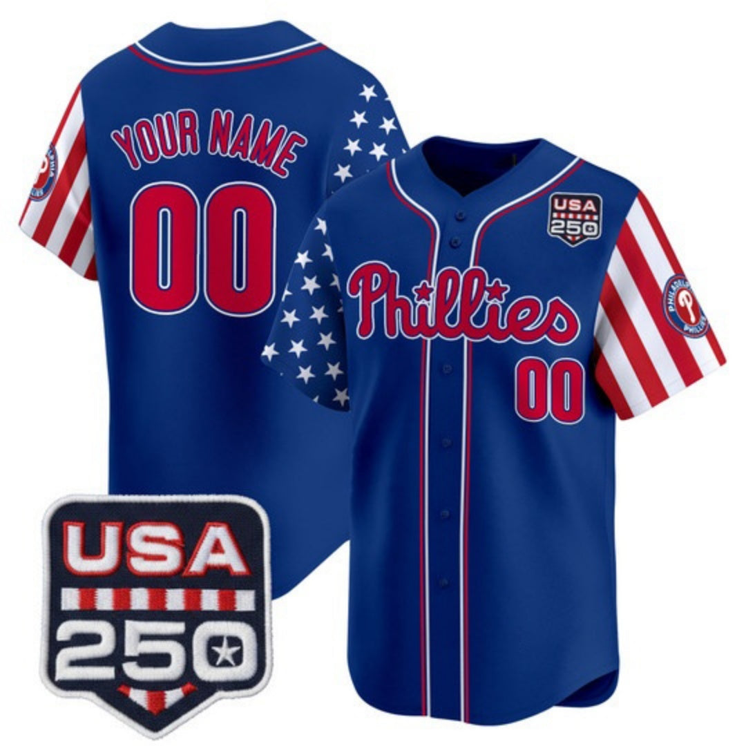 Custom Philadelphia Phillies America 250 Edition Vapor Premier Limited Royal JEROMEN Stitched Jerseys
