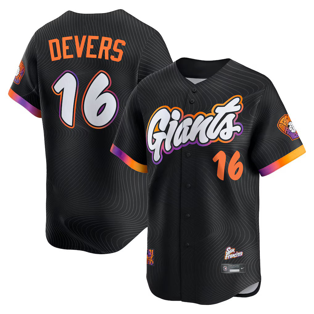 San Francisco Giants #16 Rafael Devers Black JEROMEN 2025 City Connect Limited Player Jersey