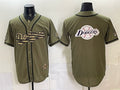 Los Angeles Dodgers Team Big Logo Olive JEROMEN 2026 Armed Forces Day Stitched Jersey