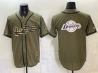 Los Angeles Dodgers Team Big Logo Olive JEROMEN 2026 Armed Forces Day Stitched Jersey