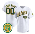 Custom Oakland Athletics Active Player White JEROMEN Rickey Henderson Patch Vapor Premier Limited Stitched Jersey