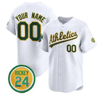 Custom Oakland Athletics Active Player White JEROMEN Rickey Henderson Patch Vapor Premier Limited Stitched Jersey