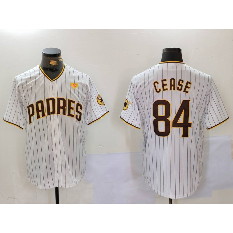 San Diego Padres #84 Dylan Cease White JEROMEN Team Logo With PS Patch Stitched Cool Base Jersey