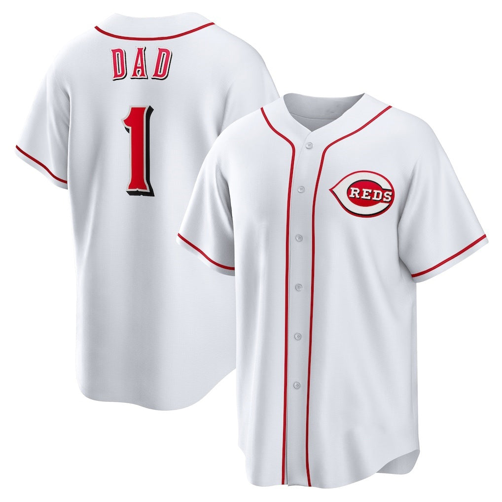 Cincinnati Reds #1 Dad White JEROMEN Home Replica Jersey
