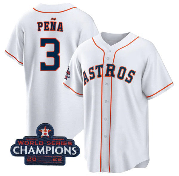Houston Astros #3 Jeremy Pena White JEROMEN 2022 World Series Champions Cool Base Stitched Jersey