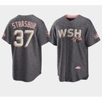 Washington Nationals #37 Stephen Strasburg 2022 Grey JEROMEN City Connect Cherry Blossom Cool Base Stitched Jersey
