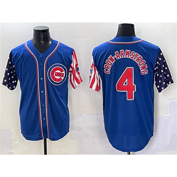 Chicago Cubs #4 Pete Crow-Armstrong Royal JEROMEN 2025 Independence Day Vapor Premier Limited Stitched Jersey
