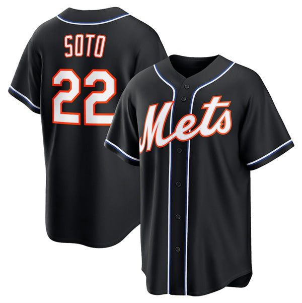 New York Mets #22 Juan Soto 2026 Black JEROMEN Out Stitched Jersey