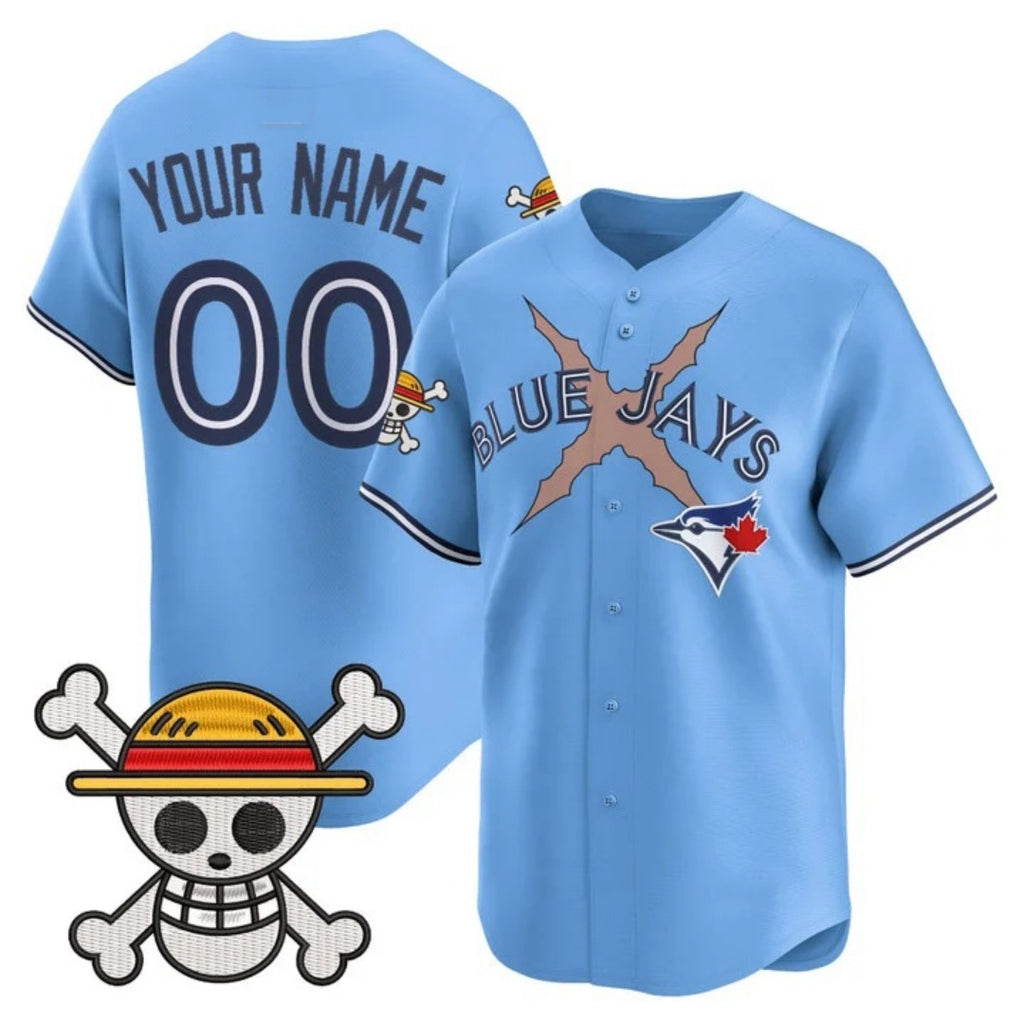 Custom Toronto Blue Jays x One Piece Blue JEROMEN Vapor Premier Limited Jersey - Stitched