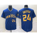 Seattle Mariners #24 Ken Griffey Number Blue JEROMEN 2023 City Connect Cool Base Stitched Jersey 2