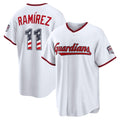 Cleveland Guardians #11 Jos¨¦ Ram¨ªrez USA 250 Fourth of July Home Stadium Jersey - White JEROMEN